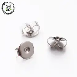 304 Earnuts из нержавеющей стали, цвет нержавеющей стали, 6x5 x мм 3 мм, отверстие: 0,8 мм