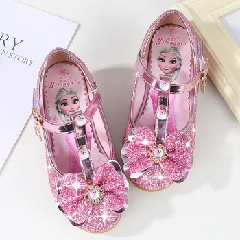 

2019 autumn new girls high heel princess shoes children's single shoes Frozen Aisa performance shoes EU size 26-36