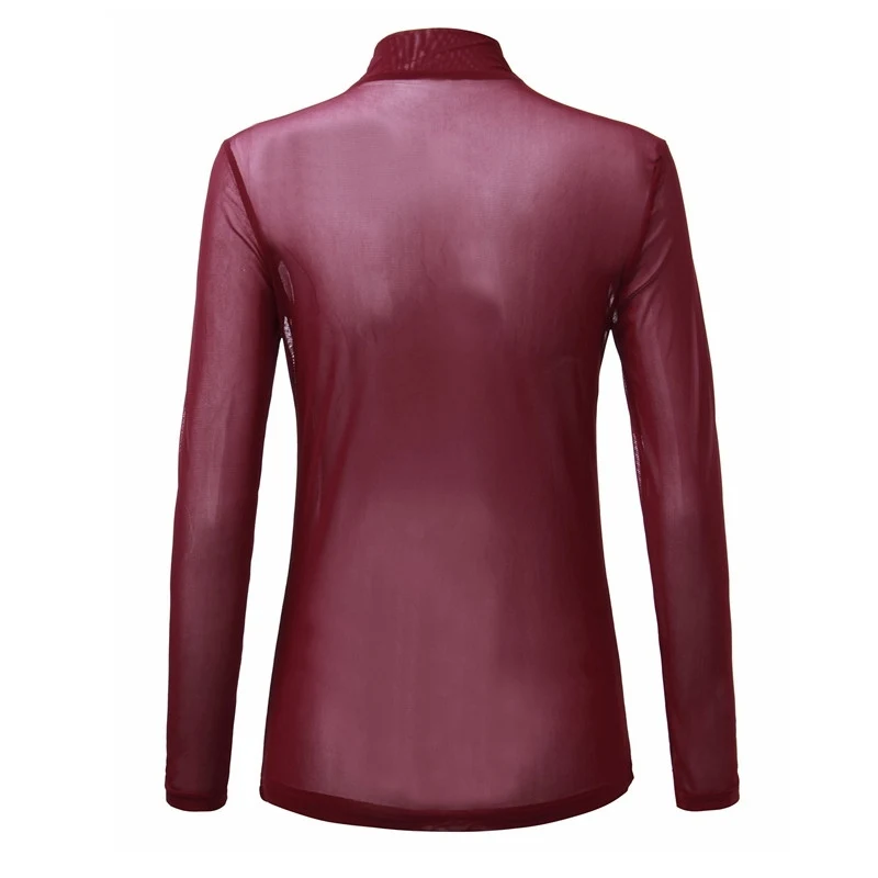 Sexy Women T Shirt See Through Transparent Mesh Tops Hollow Out Tops Ladies Long Sleeve Tops Party Club T-Shirt Transparent Y6 Tops