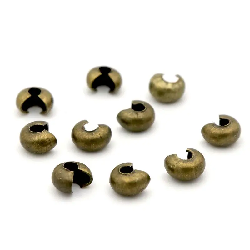 

100pcs/lot Metal Silver Gold Round Crimp Beads Cord End Caps For Jewelry Findling HandMaking Diy HandWork Accessories Wholesale