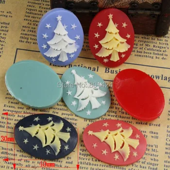 

free shipping 81-126 10piece christmas tree style flat back Resin Cab Cabochon for craft accessories cameo setting