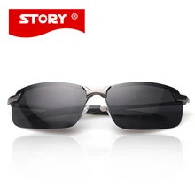 HISTORIA Polaried Gafas De Sol Hombre gafas de Sol de Diseñador Hombres de la Marca Rectángulo Sin Montura Gafas de Sol de Alta Calidad de Moda Fresco UV400