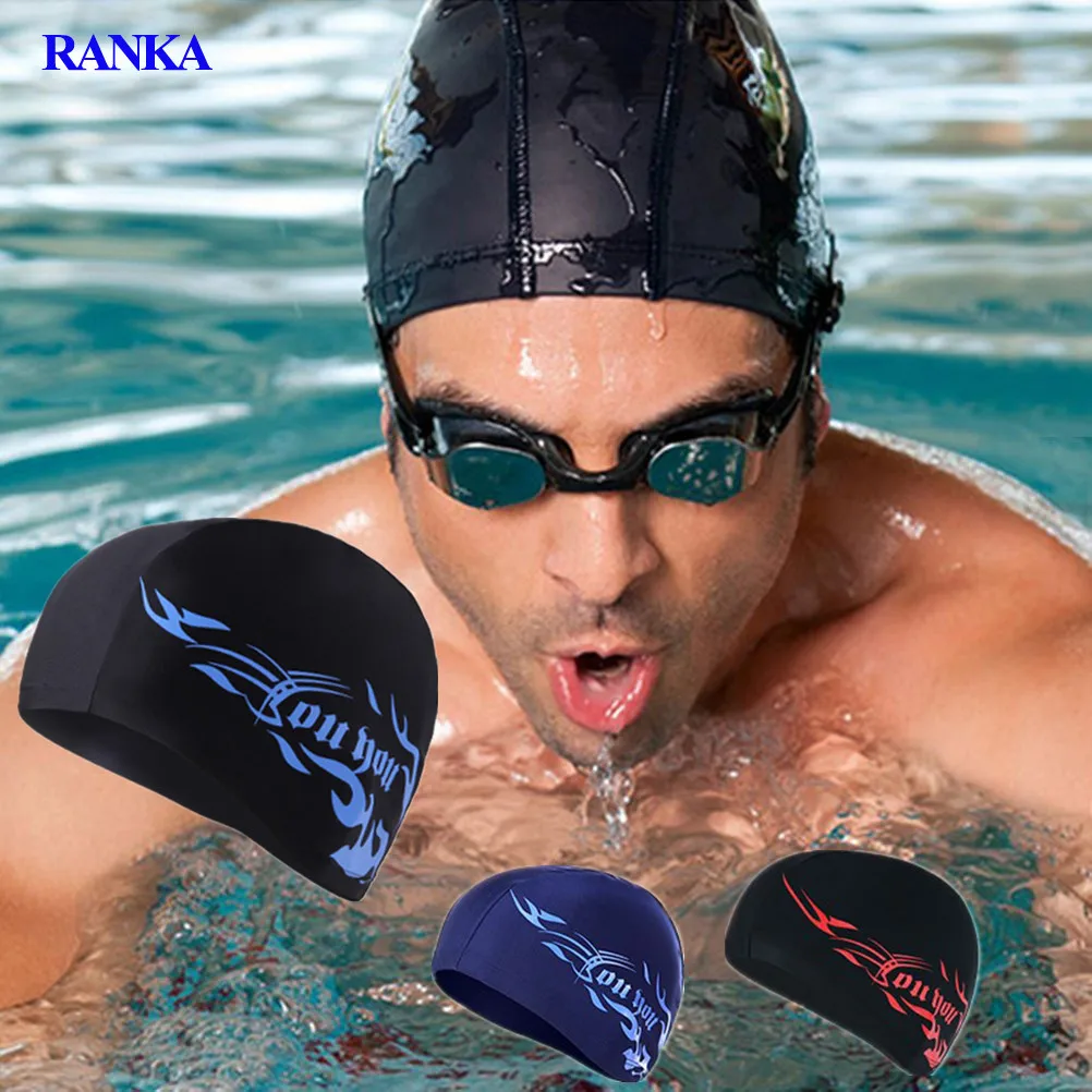

Free size Elastic Waterproof Spandex Fabric Swim Cap Ears Long Hair Protection Sports Swim Pool Hat Swim Cap for Men & Women