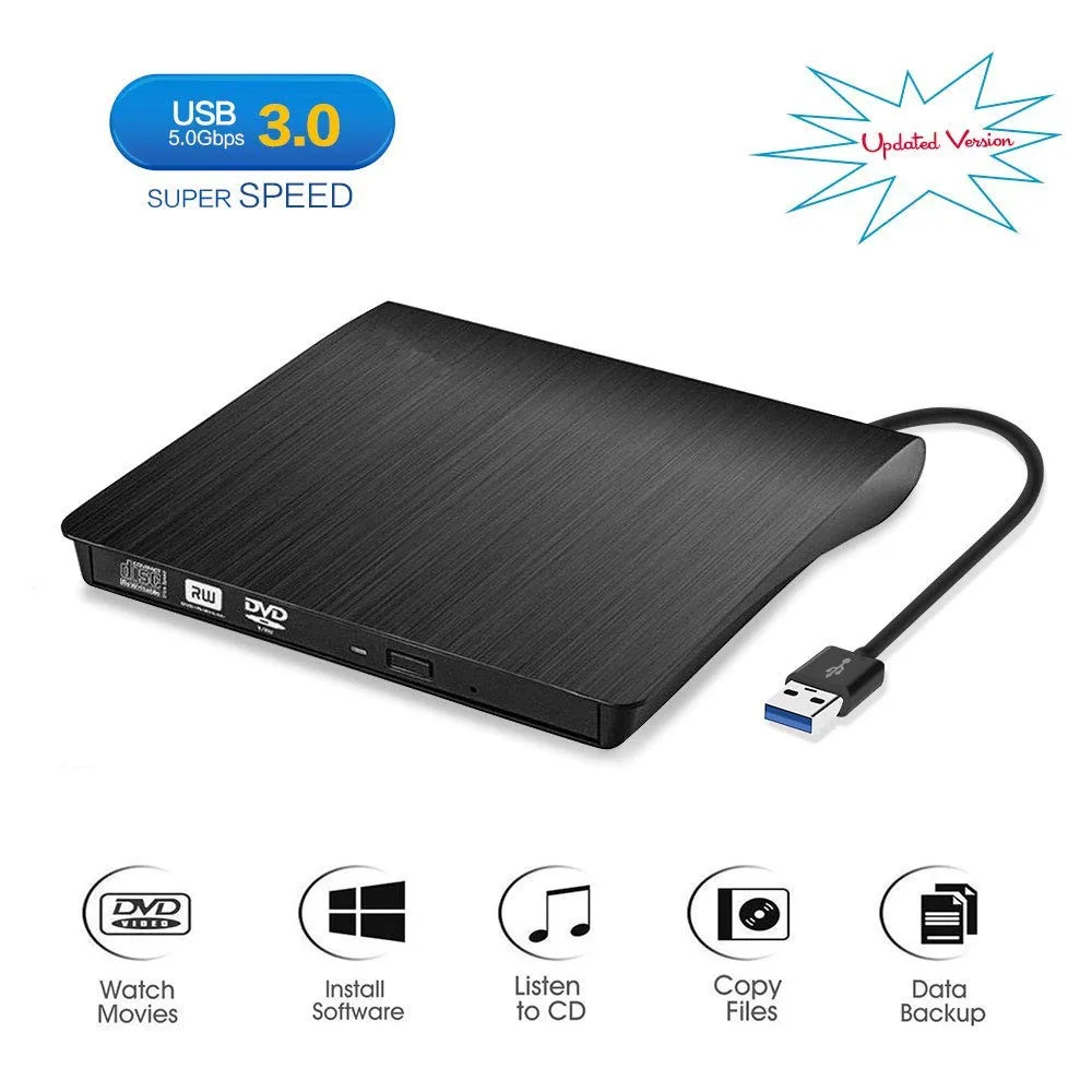 External USB 3.0 CD/DVD RW Burner CD/DVD-ROM Drive Slim DVD/CD ROM Rewriter Burner Writer, High Speed Data Transfer for Laptop External USB 3.0 CD/DVD RW Burner CD/DVD-ROM Drive Slim DVD/CD ROM Rewriter Burner Writer, High Speed Data Transfer for Laptop