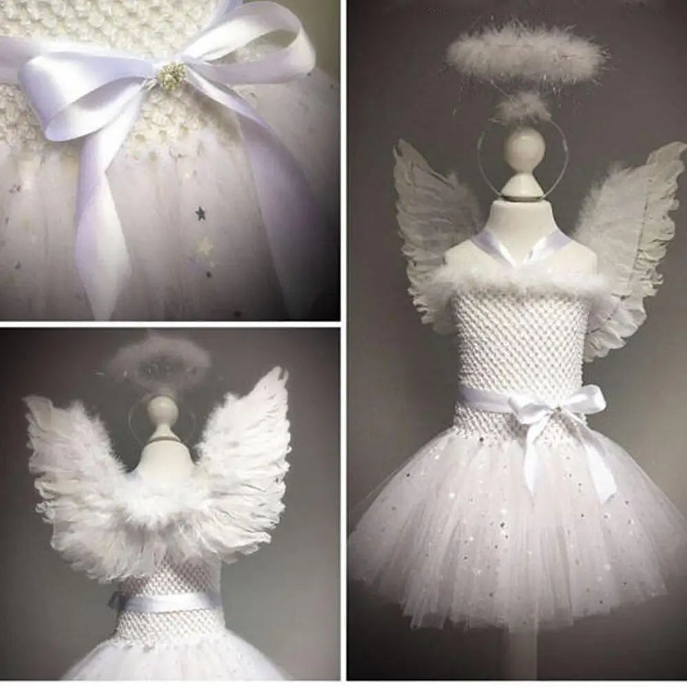 White Swan Lake Ballet Dress Fairy Girls Feather Glitter Sparkling Evening Dress for Kids Angel Cosplay Party Tutu Dress Vestido (6)