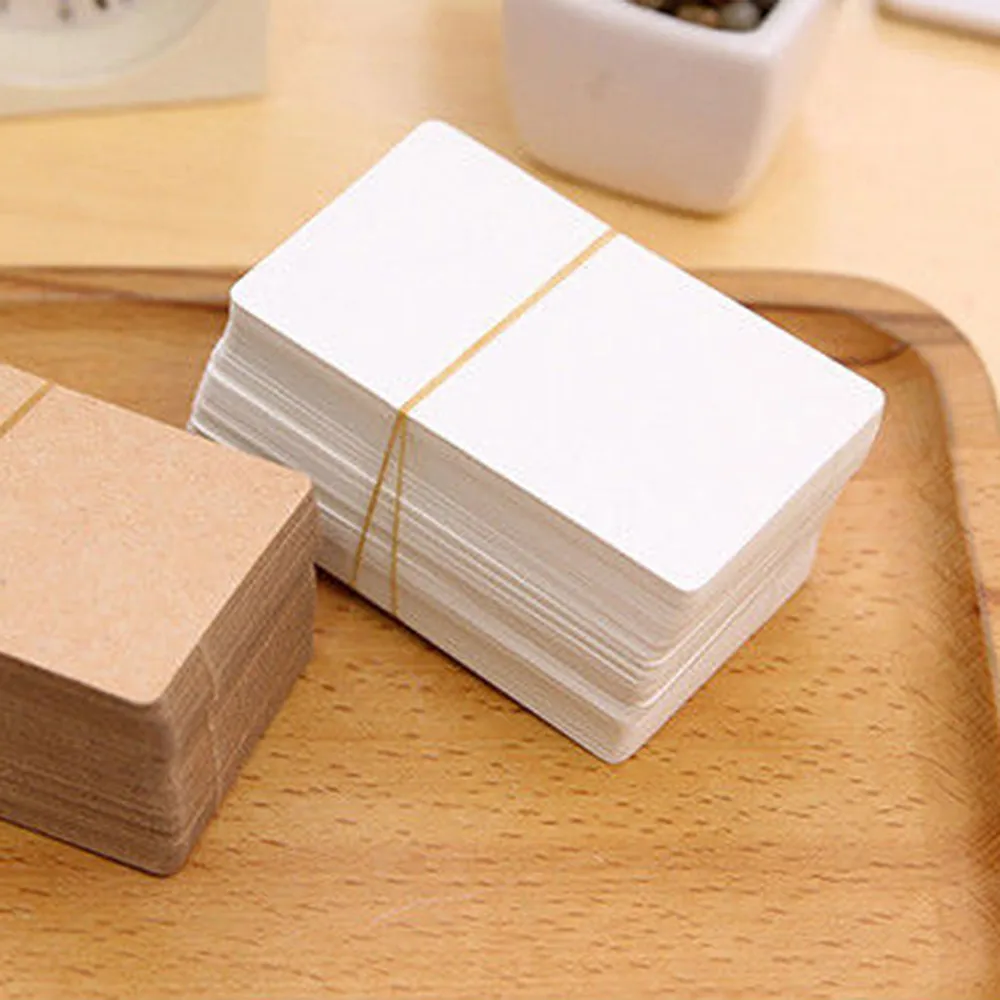 

100x Kraft Paper DIY Message Card Word Business Thank You Wedding Blank Festive Cards