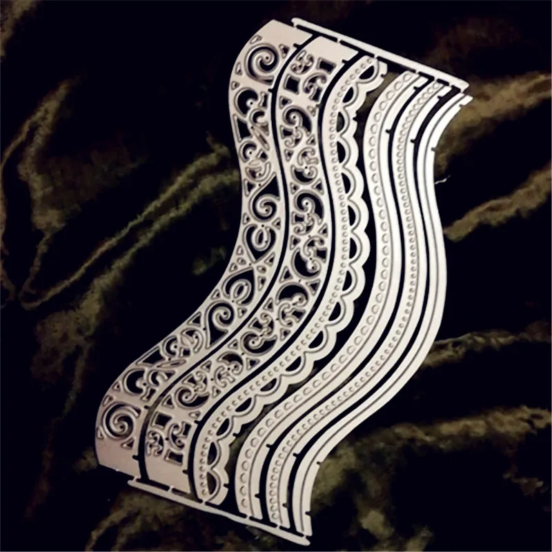 

6PCS Vintage Lace Embrossing Curved Wavy Border Edge Metal Cutting Dies Embossing Scrapbooking Paper Card Making DIY Card