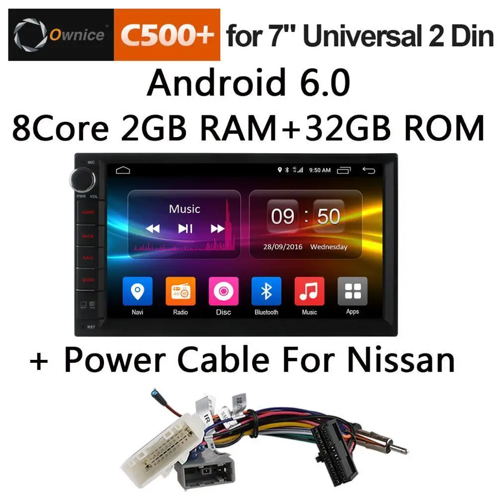 Owice C500 Android 6,0 Восьмиядерный 2 din универсальный для Nissan gps Navi BT Радио стерео аудио плеер(без DVD) Встроенный 4G Moudule - Цвет: 7002G Nissan Cable