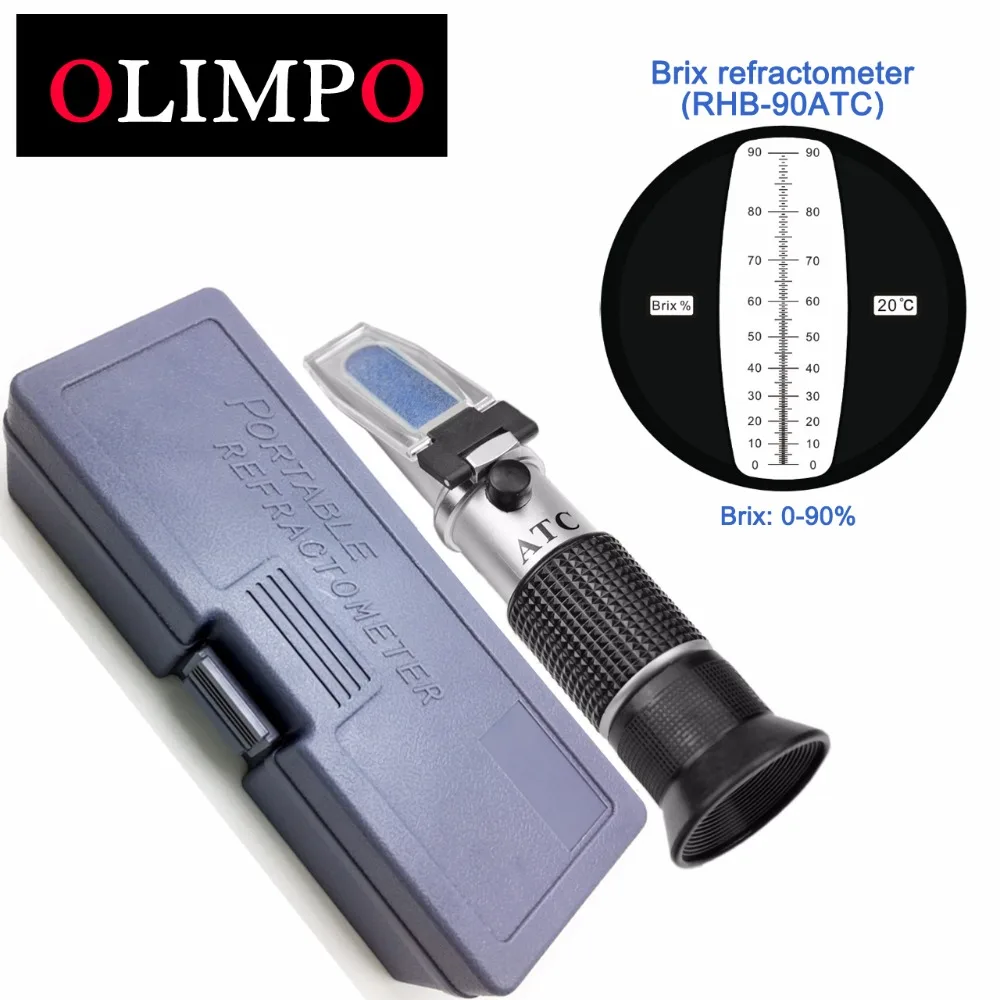 OLIMPO El-held 0-90% Brix Refraktometre RHB-90ATC yüksek şeker gıda bal meyve Içecekler geniş ölçekli test Akçaağaç şurubu Yapma