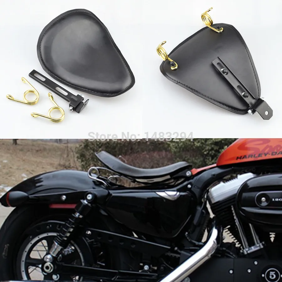 Leather Solo Spring Bracket Motorcycle Seat Fits For Harley Sportster