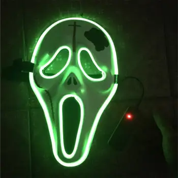 

El cold light radiance mask faceless male horror halloween mask bar kTV holiday ball led flash face mask