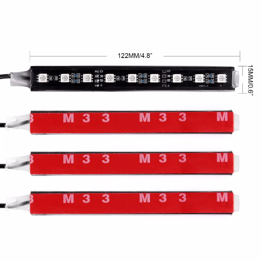 Aozbz RGB Светодиодные ленты свет лампы для авто автомобиль-Стайлинг 4 шт. Атмосфера комплект ног лампа Дистанционное управление декоративный свет 6 Вт 12 В 5050SMD