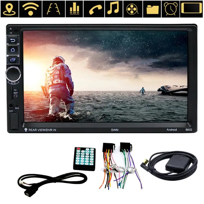SWM 7" Touch Screen 2 Din Android Mp5 Bluetooth WIFI Auto Car GPS Navigator FM Radio 1080P Video