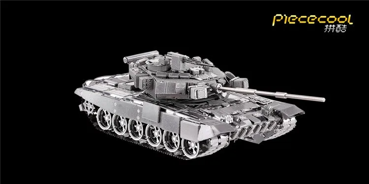 T90A модель танка серебристого цвета 3D DIY лазерная резка модель Обучающие diy Игрушки Головоломки Лучшие подарки на день рождения