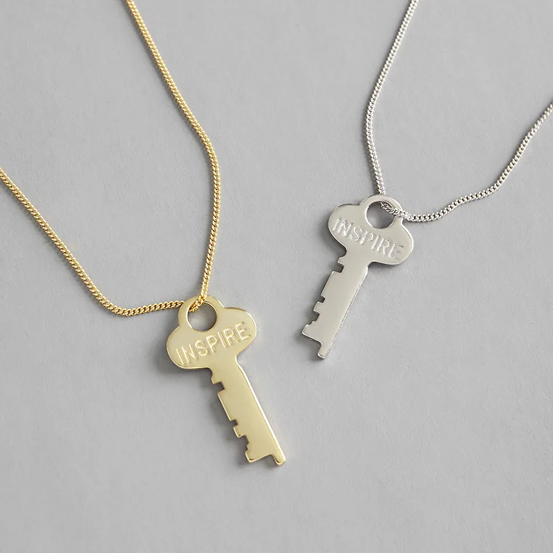 

HFYK 925 Sterling Silver Necklace Key Pendant Necklaces For Women Letters Necklace collares joyas de plata 925 colier femme 2019