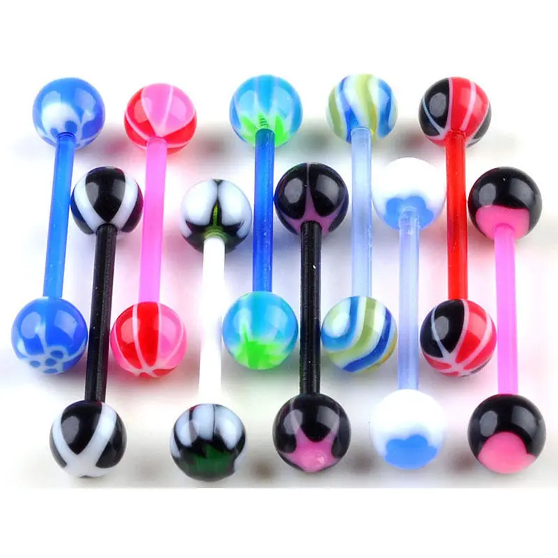 10Pcs Mixed Color Body Jewelry Fashion Navel Belly Button Tongue Bar