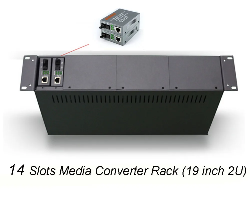 Премиум 14 слотов переход волоконно-оптический медиа конвертер стойки оптический приемопередатчик стойки 19 ''2U шасси