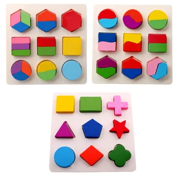 Kids Baby Wooden Toys Geometry 3D Jigsaw Puzzles Montessori Early Learning Educational Toy Children Gifts