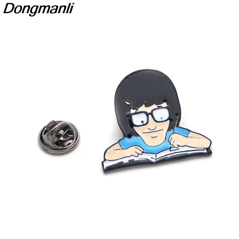 P2131 Dongmanli Bob's Burgers Tina Writing Friend художественная эмалированная брошь, булавки для детей, подарок, джинсовая одежда, значок