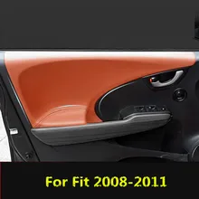 Микрофибра кожа изменение украшения двери Панель подлокотника для Honda Fit 2008 2009 2010 2011 хэтчбек 4 шт./компл. AB142