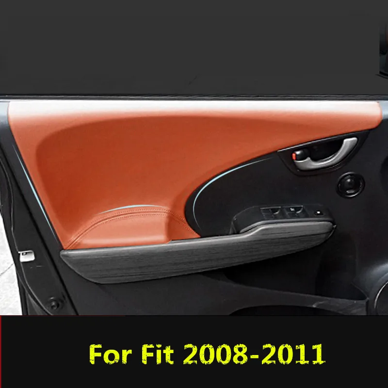 Us 38 35 Microfibre Leather Modified Decoration Door Panel Armrest Cover For Honda Fit 2008 2009 2010 2011 Hatchback 4pcs Set Ab142 In Interior