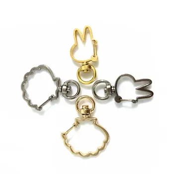 

10pcs Kawaii Rabbit Seashell Decor Metal Open Bezels Jewelry Findings Pendant Accessories DIY Charms Handmade UV Resin Keychain