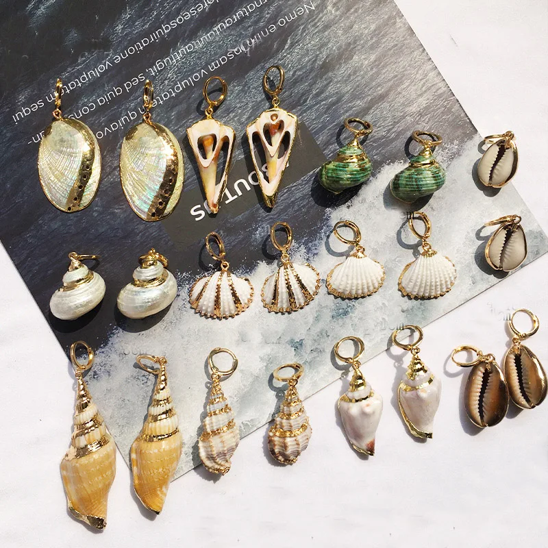 

Small Hoop Earrings with Natural Shell Conch Gold Tiny Hoop Earrings for Women Summer Jewelry Earrings Gift Drop Shipping
