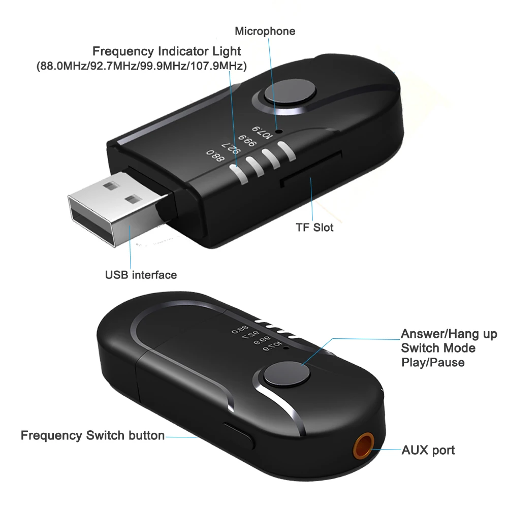 JINSERTA USB питание Bluetooth fm-передатчик автомобильный AUX аудио плеер TF музыкальный адаптер приемник громкой связи в автомобиле FM модулятор