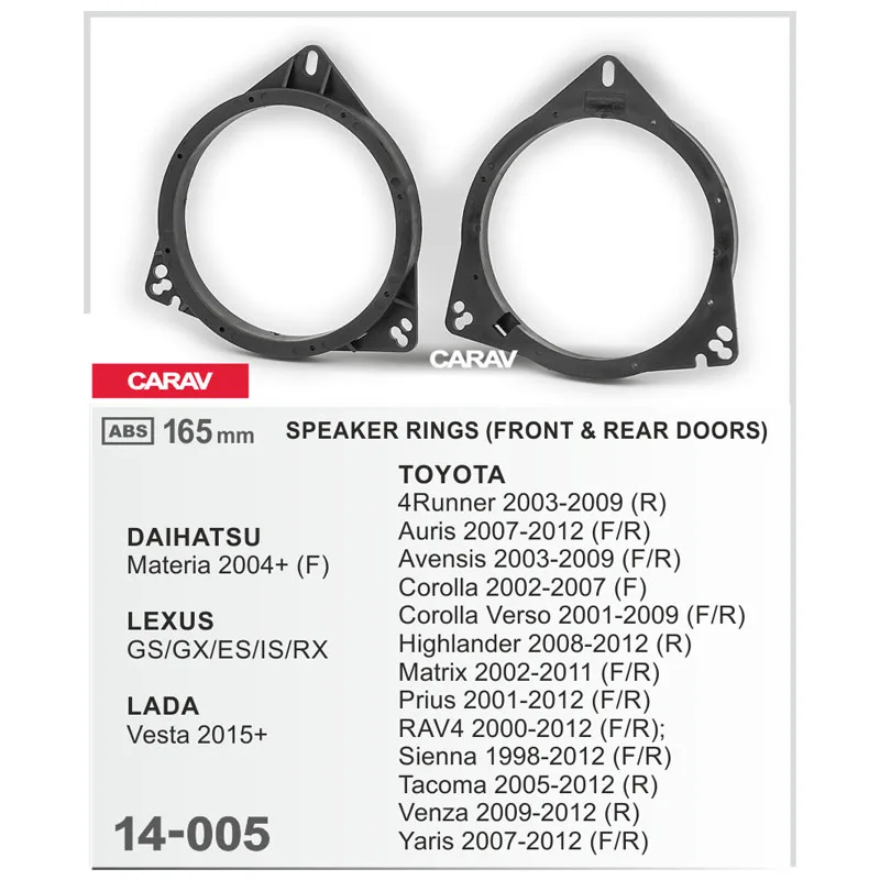 

2pcs/set Universal Car Speaker Adapter Bracket Plate ABS Automobiles Speaker Bracket for TOYOTA 4Runner (R); Auris CARAV 14-005