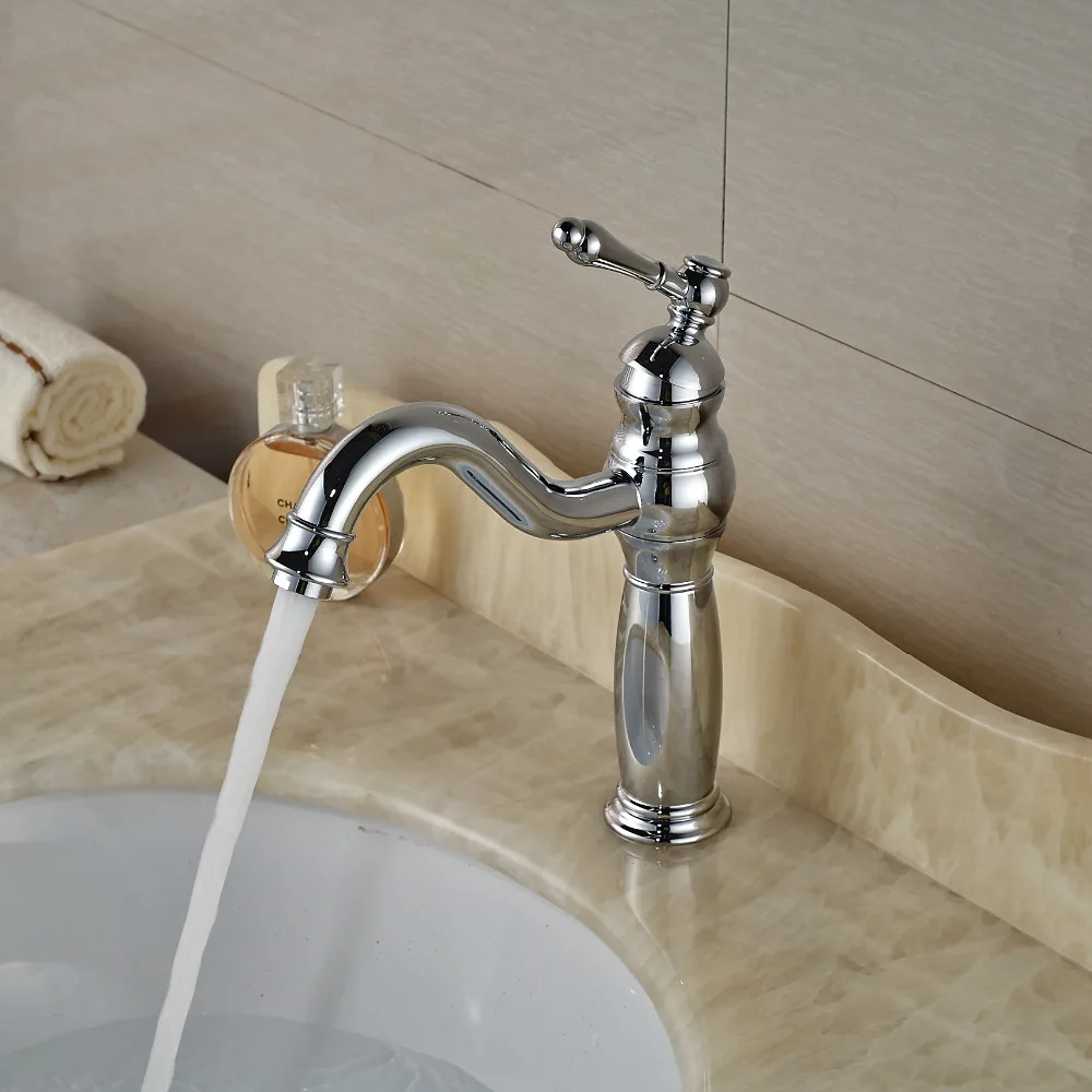 

Bathroom Sink Faucets Deck Mount Long Spout Washbasin Mixer Taps  Chrome