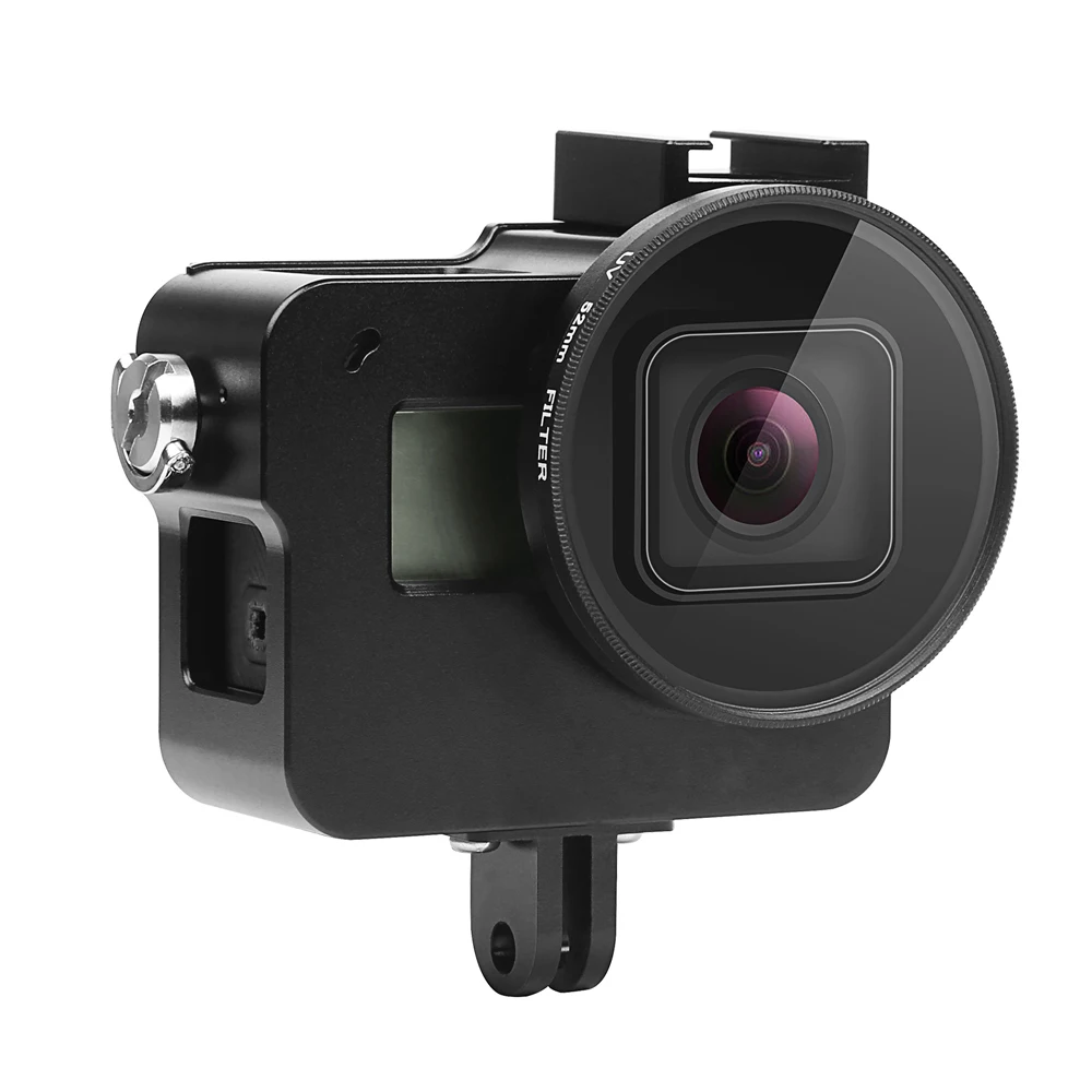 

CNC Aluminum Alloy Protective Case Cage for GoPro Hero 7 6 5 Black with 52mm UV Lens Mount for Go Pro Hero 7 6 5 Black Accessory