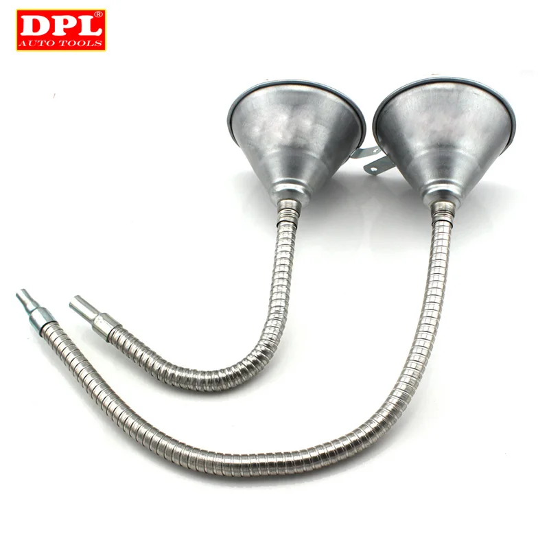 13/" Iron Fuel Petrol Diesel Water Filter Funnel With Flexible Spout