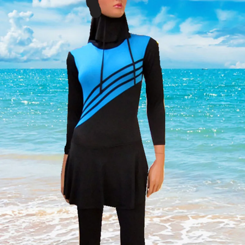 

Pants Swimsuit Plus Size Padded Wireless Burkini Islamic 2PCS/Set Muslim Full Cover Women Brand New Fitness Modest