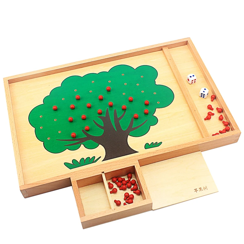 Деревянные Монтессори яблоня деревянная коробка счетные яблоки цифровые цифры дошкольные развивающие обучающие игрушки для детей мальчиков и девочек