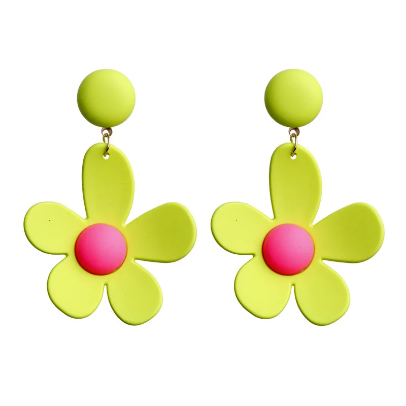 

Simple Korean Style Fashion Jewelry Flower Earrings Acrylic Simulated Pearl Earrings Sweet Yellow Blue Orange blue Earrings