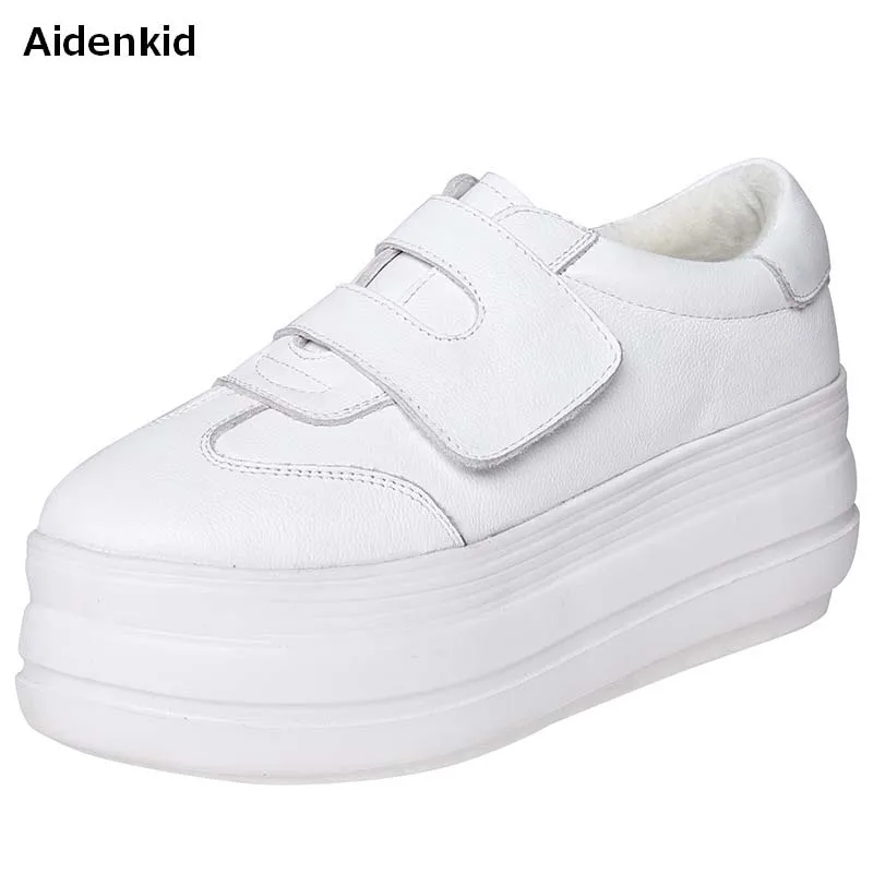 

Summer/winter Thick Bottom Increased Single Shoes Women's Casual Shoes Soft Genuine Cow-leather 7.5 Cm Thick Flat-platform Shoes