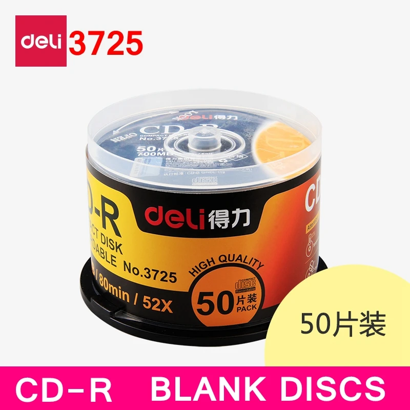 Discos em Branco Deli Lote 3725 Cd-r Disco Compacto Gravável 700 mb 80 Min 52x 50 Pçs - - Image 4