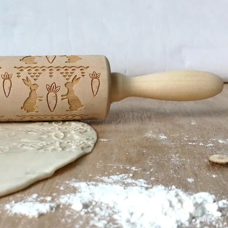 Тиснение дерева Скалка Для DIY выпечки печенья для макарон, для бисквитов цветок Выгравированный резной рельефный выпечки печенье ролик трафарет