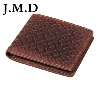 

J.M.D 2019 New High Quality 100% Real Cow Leather Wallet Genuine Leather Men's Short Wallet Braided Patterns 8077