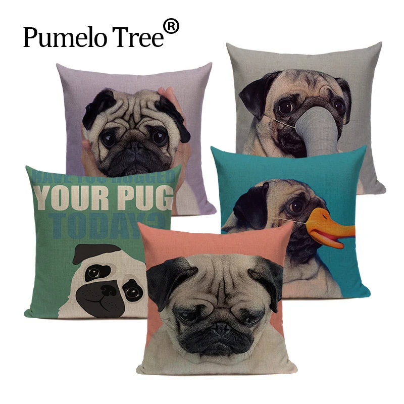 

Animals pug pillow case decorative pillow Textil fashion Dog Throw Cushions 45Cmx45Cm Square Sofa With 3d Custom cushion cover