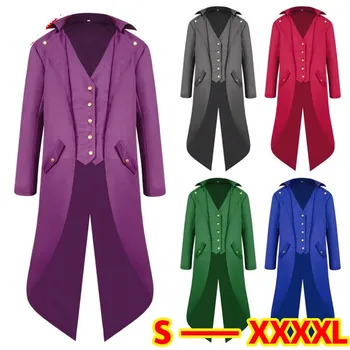 

Men's Steampunk Trench Cosplay Costume Gothic Tailcoat Jacket Vintage Victorian Frock Long Coat Men's Tuxedo Suit Halloween Use