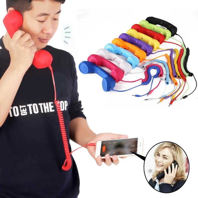 

High quality retro Comfort Telephone Handset 3.5mm Mini microphone Speaker Phone Call Receiver For Iphone Samsung Huawei