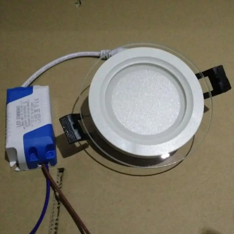 

Aluminum Glass Round Led Downlights 3 emitting color changeable Led Panel Light AC85-265V Recessed LED Ceiling down lights