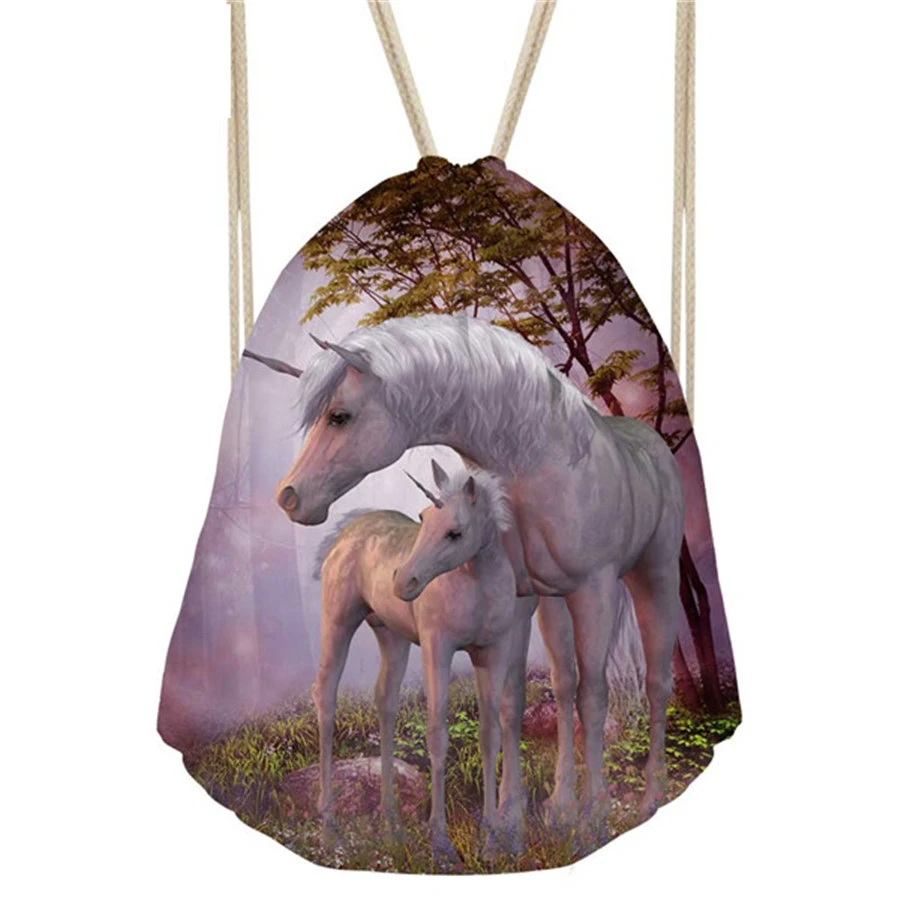 Customized Horse Women Mochila Small Female Drawstring Bag String Sport Bags for Fitness Kids Girls School Bag Cinch Sackpack