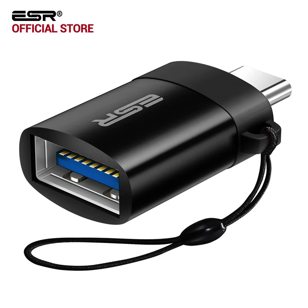 

USB-C to USB-A OTG Adapter, ESR Type C Adapter with Keychain 5.1K Resistor for MacBook, for Samsung Galaxy S8 S8+, for LG G6 G5