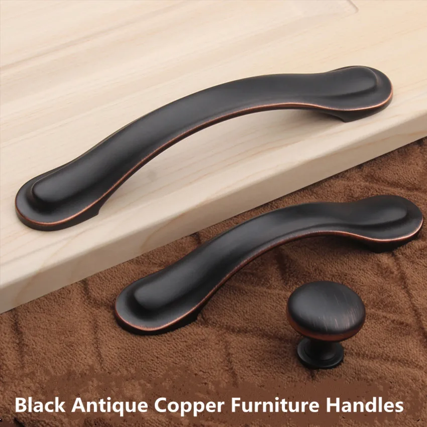 128mm American vintage style furniture handles black antique copper