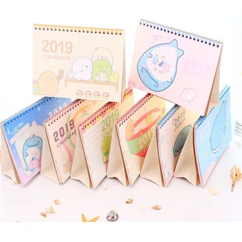 

2018-2019 Cute Cartoon Sumikko Gurashi Whale Standing Desk Calendar Desktop To Do List Daily Planner Book Japanese stationery