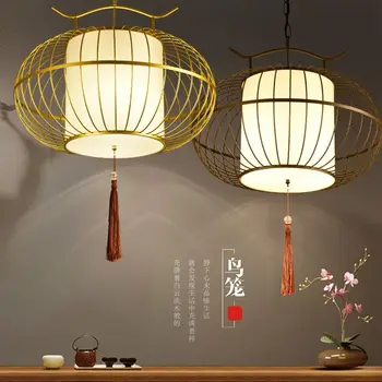 

New Chinese iron cage creative bar Tea House Restaurant Hotel pendant light
