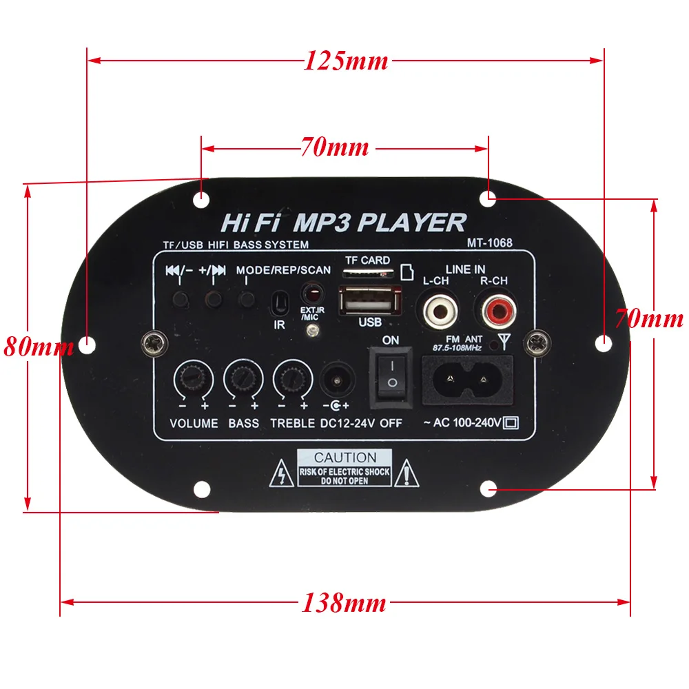 TA8200AH пиковая мощность 120 Вт высокомощный автомобильный сабвуфер Hi-Fi усилитель басов Плата Поддержка TF USB DC12V/24 В/AC100V-240V 12003141