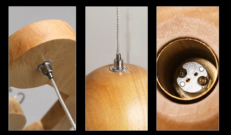 Современный подвесной светильник из цельного дерева, Китайский Японский скандинавский креативный минималистичный светильник для гостиной, столовой, деревянный шар, деревянная Подвесная лампа
